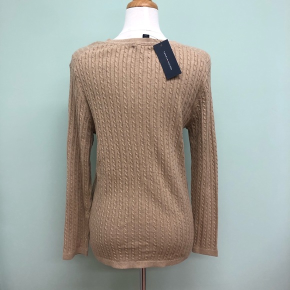 Tommy Hilfiger | Women's Cable Knit Sweater | Tan | XLarge - Picture 3 of 5